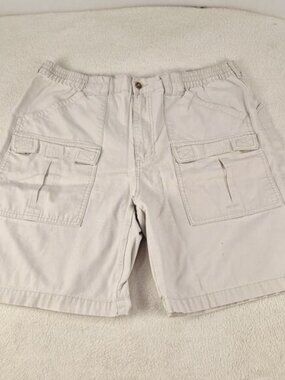 Cabela's Cargo Shorts Mens 38 Tan Outdoor Hiking Multi Pocket Cotton Defects
